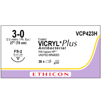 Coated Vicryl Plus 3-0 19mm FS-2 70cm suture Undyed
