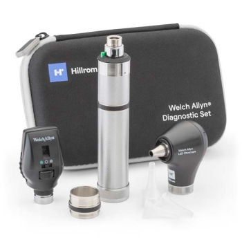 Welch Allyn Portable Diagnostic Set - LED Coaxial; LED Otoscope; C-Cell Convertible Handle and Hard Case