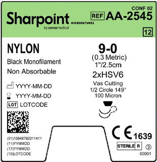 Sharpoint Nylon 9-0 6.0 mm Vas C 2.5cm Hsv6