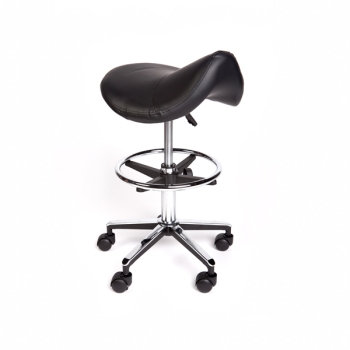 Stool Saddle with Footrest Black