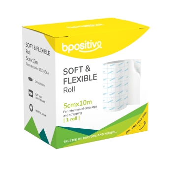 bpositive Soft and Flexible Fixation Roll 5cm x 10m White