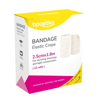 bpositive Bandage Elastic Crepe 2.5cm x 1.8m