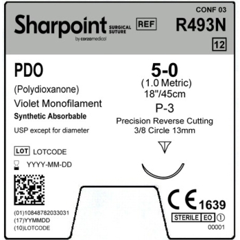 Sharpoint Pdo 5-0 13mm Precision Reverse Cutting 45cm P-3 Violet