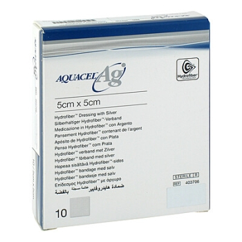 AQUACEL Ag Hydrofiber Dressing with Silver 5 x 5cm