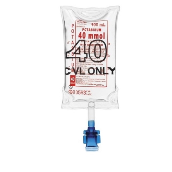 Potassium chloride IV 100mL 40mmol sodium chloride 0.58% CTN 48