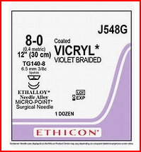 Coated Vicryl 8-0 6.5mm TG140-8 30cm Violet