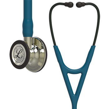 3M Littmann 6190 Cardiology IV Stethoscope - High-Polish Champagne Chestpiece;Caribbean Blue Tube; Smoke Stem and Headset