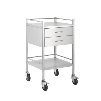 Medical Trolley Stainless Steel - 2 Drawer 50L x 50W x 90H cm