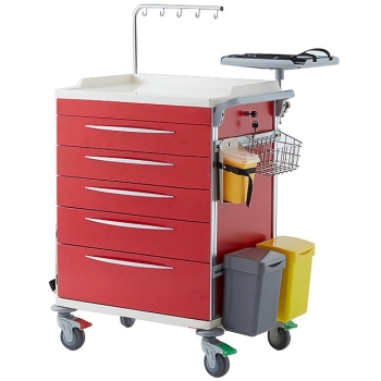 Emergency Trolley Red with Central Lock