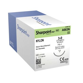 Sharpoint Nylon 3-0 24mm Reverse Cutting 45cm FS-1 Black