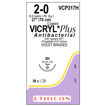 Coated Vicryl Plus 2-0 26mm SH 70cm violet suture