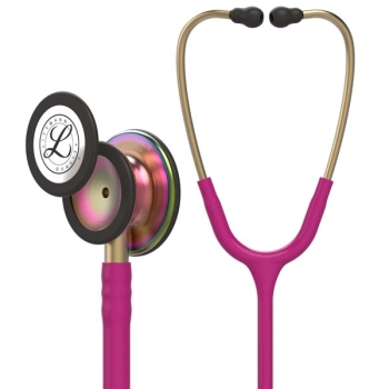 3M Littmann 5806 Classic III Stethoscope - Special Edition Rainbow Chestpiece; Raspberry Tube; Brass Stem and Headset