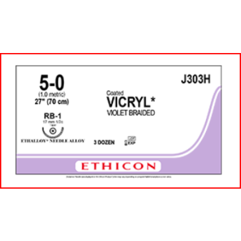 Coated Vicryl 5-0 17mm RB-1 70cm Violet