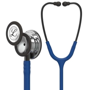 3M Littmann 5863 Classic III Stethoscope - High-Polish Mirror Chestpiece; Navy-Blue Tube; Smoke Stem and Headset