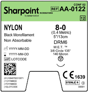 Sharpoint Nylon 8-0 6.0mm M.E.T Point 13cm Drm6