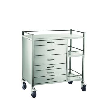 Trolley Stainless Steel Anaesthetic 6 Draw 60 x 50 x 97cm